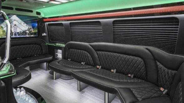 Interior of Charter Bus Company Orlando's 15 Passenger Party Bus in Orlando