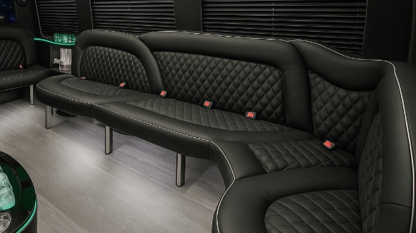 Interior of Charter Bus Company Largo's 18 Passenger Party Bus in Largo