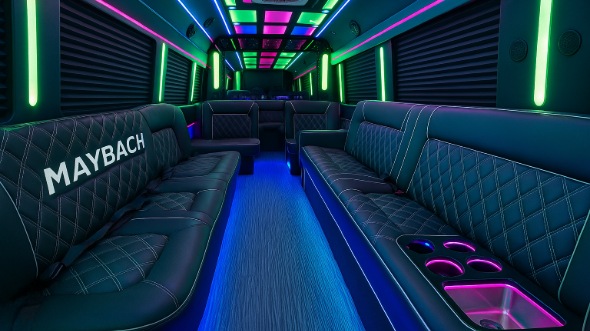 Interior of Charter Bus Company Clearwater's 20 Passenger Party Bus in Clearwater
