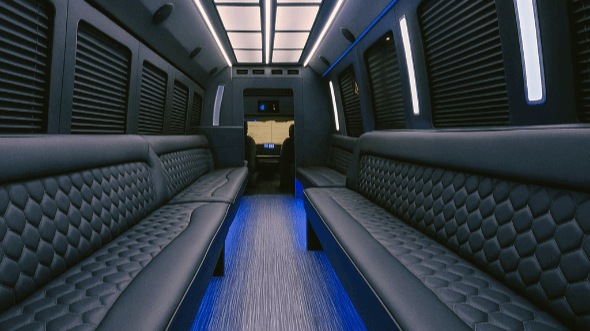 Interior of Charter Bus Company Orlando's 20 Passenger Party Bus in Orlando