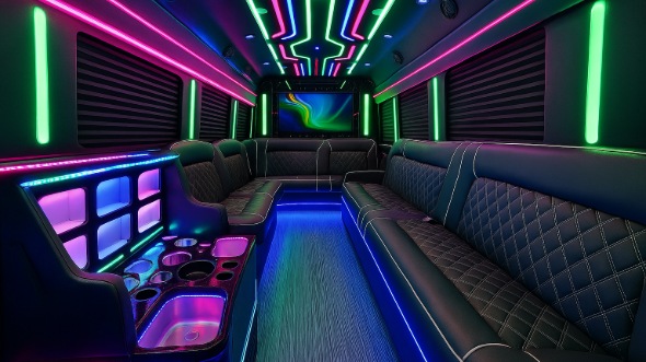 Interior of Charter Bus Company Orlando's 25 Passenger Party Bus in Orlando