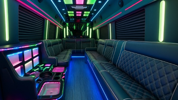 Interior of Charter Bus Company Clearwater's 30 Passenger Party Bus in Clearwater
