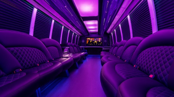 Interior of Charter Bus Company Orlando's 30 Passenger Party Bus in Orlando