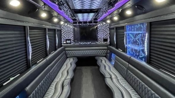 Interior of Charter Bus Company Orlando's 50 Passenger Party Bus in Orlando